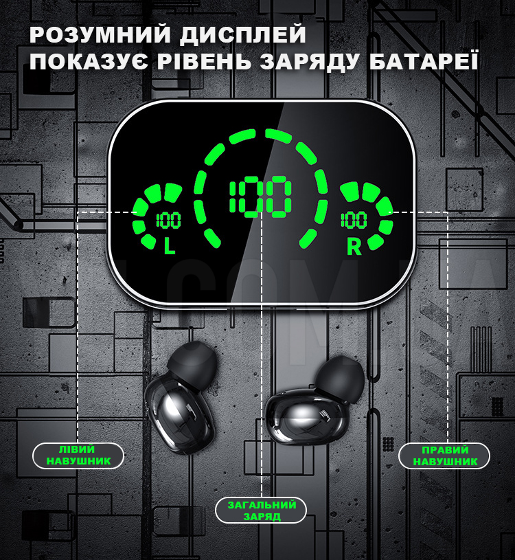 Бездротові bluetooth-навушники із цифровим боксом індикатора заряду TWS YD04 Бездротові bluetooth-навушники із цифровим боксом індикатора заряду TWS YD04